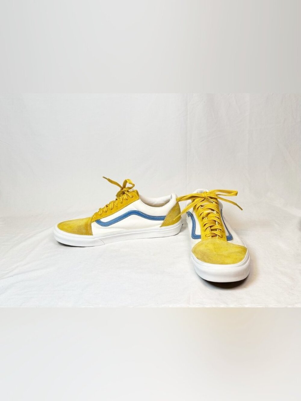 Vans Old Skool Mens Freesia/Vallarta Blue Suede Sport Pop Skate Sneakers~12~ - Picture 2 of 7